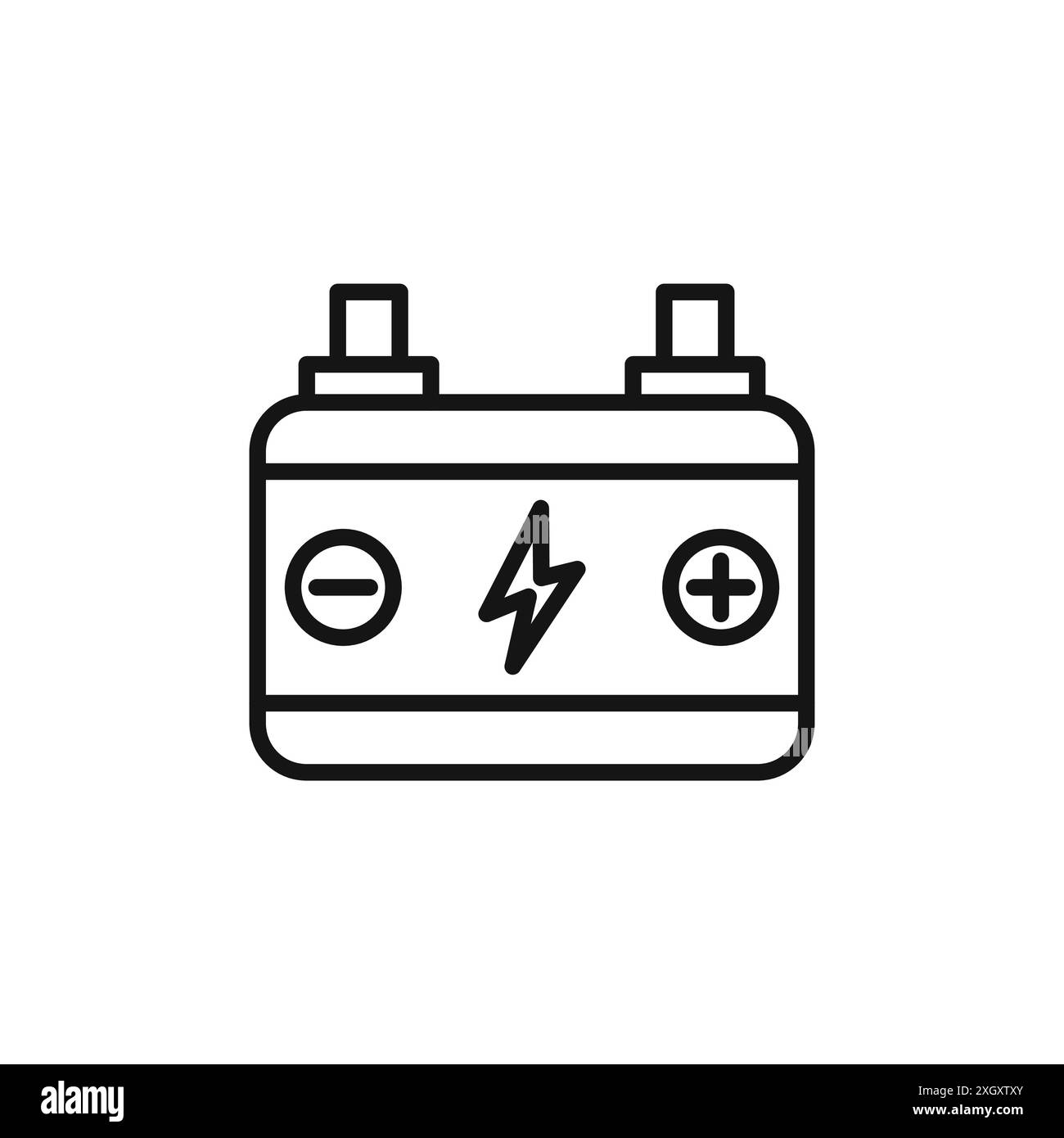 Simbolo della batteria per auto bordo vettoriale con logo in bianco e nero Illustrazione Vettoriale