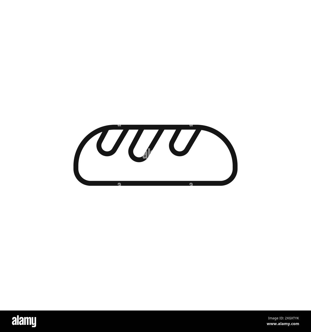 Il logo dell'icona del pane indica il contorno vettoriale in bianco e nero Illustrazione Vettoriale