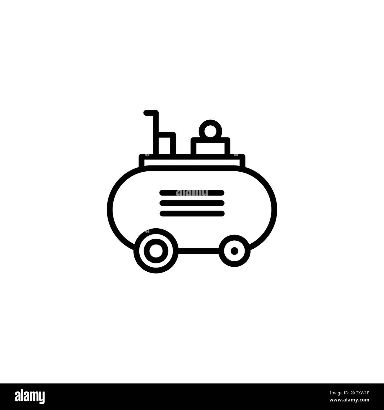 Simbolo del logo dell'icona del compressore contorno vettoriale in bianco e nero Illustrazione Vettoriale