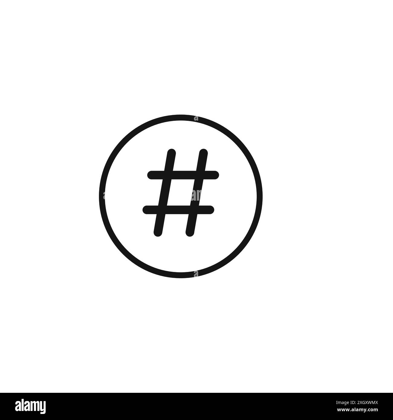 Icona hashtag logo segno vettoriale contorno in bianco e nero Illustrazione Vettoriale