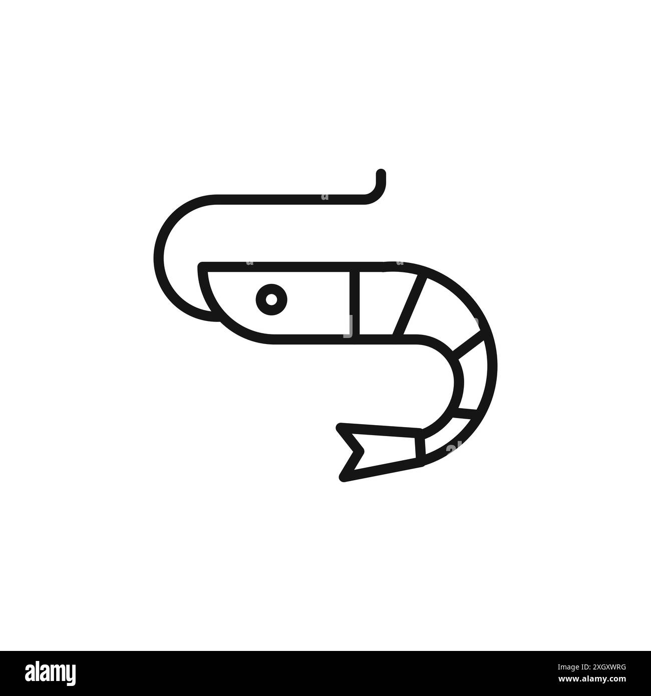 Logo icona gamberetti contorno vettoriale in bianco e nero Illustrazione Vettoriale
