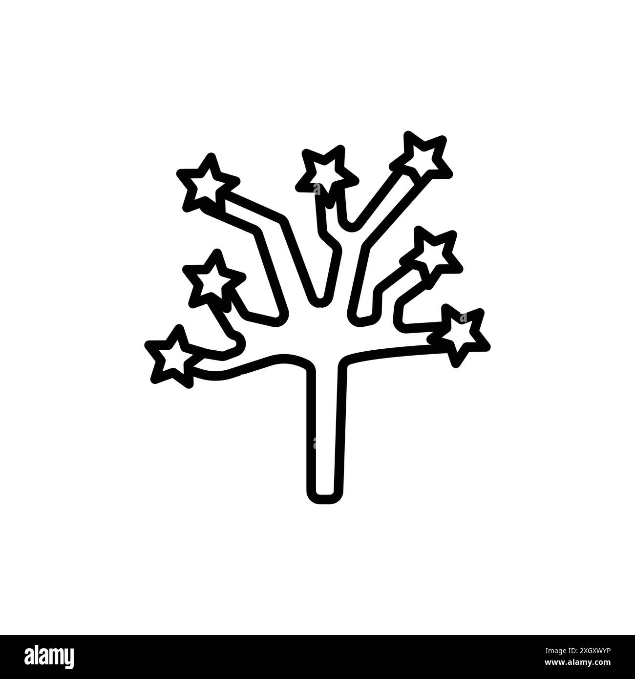 Simbolo Joshua Tree logo segno vettoriale contorno in bianco e nero Illustrazione Vettoriale