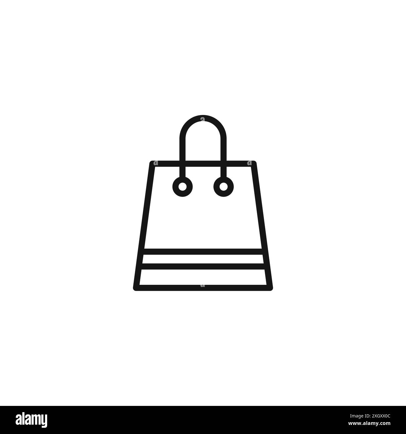 Icona della borsa della spesa, logo, contorno vettoriale in bianco e nero Illustrazione Vettoriale