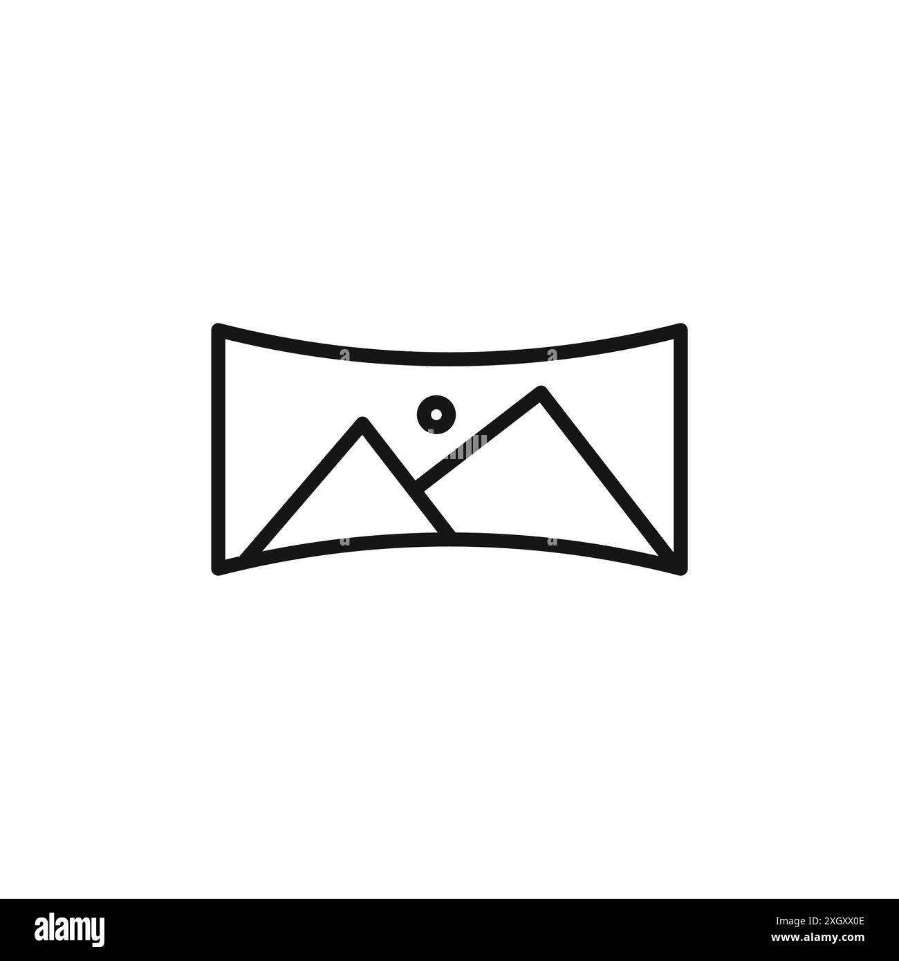 Logo icona panoramica contorno vettoriale in bianco e nero Illustrazione Vettoriale