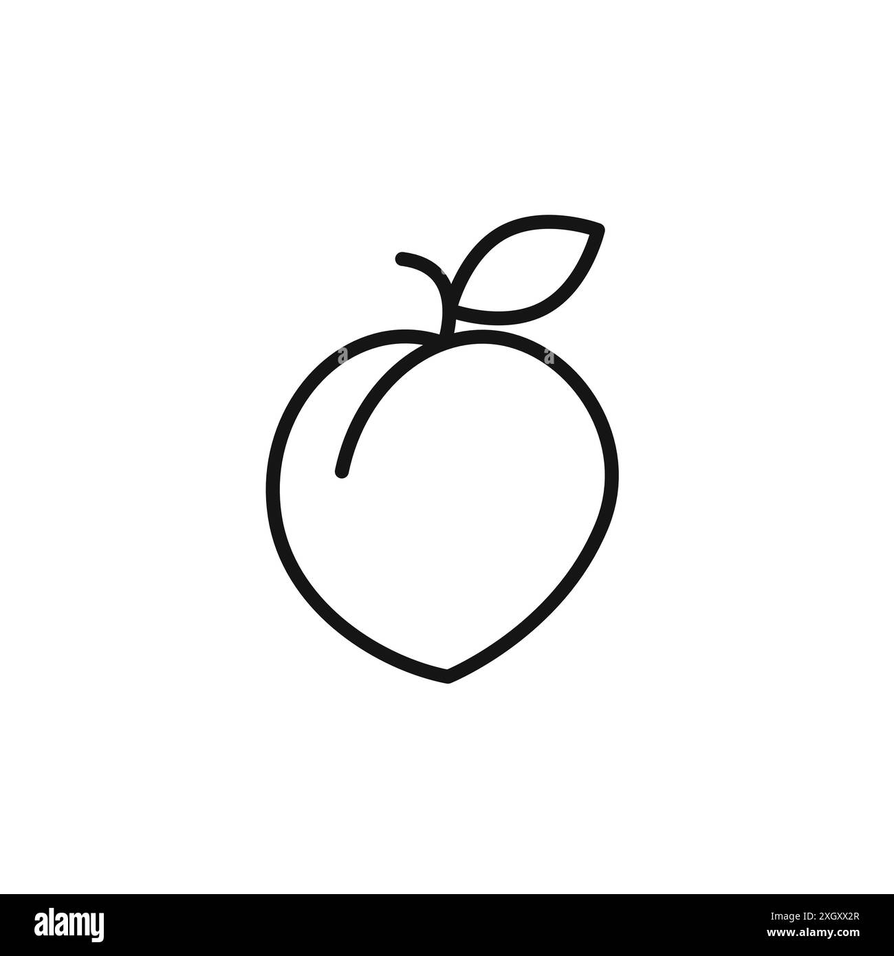 Il logo dell'icona PEACH indica il contorno vettoriale in bianco e nero Illustrazione Vettoriale