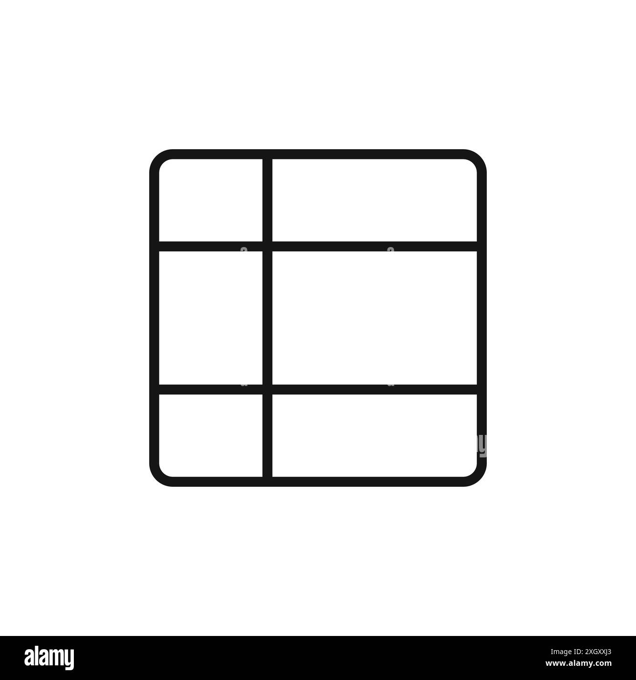 Icona layout tabella, logo, contorno vettoriale in bianco e nero Illustrazione Vettoriale