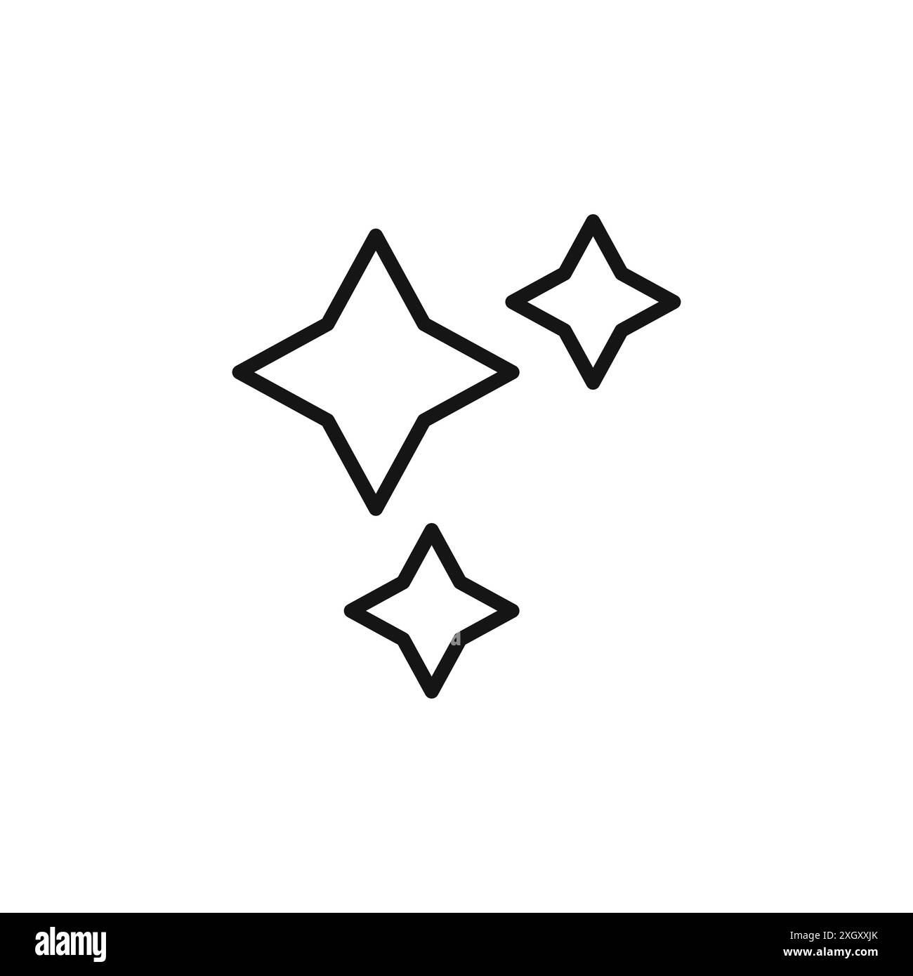 Icona scintillante con logo, contorno vettoriale in bianco e nero Illustrazione Vettoriale