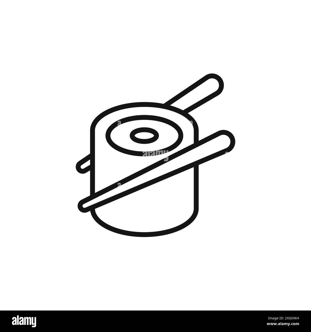 Logo Sushi Icon contorno vettoriale in bianco e nero Illustrazione Vettoriale