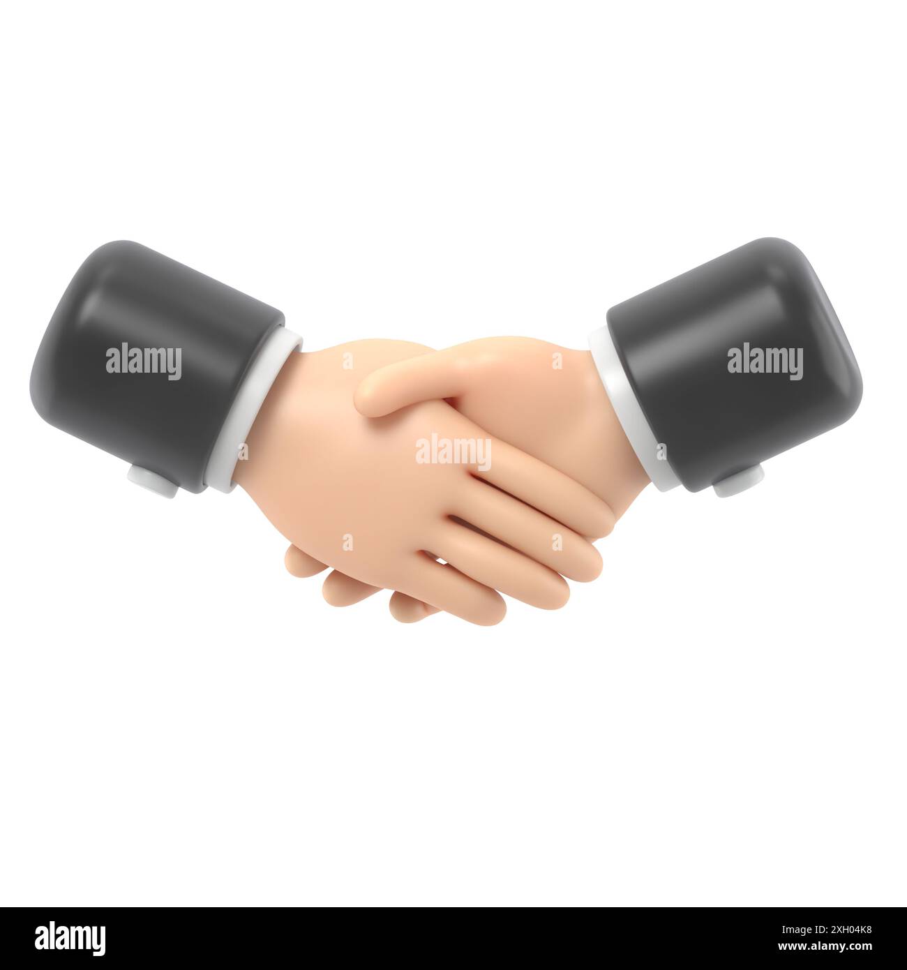 Icona movimento cartoni animati Mockup. Icona Deal. Stretta di mano tra i personaggi dei cartoni animati. Rendering 3D di clip art da lavoro su sfondo bianco. Foto Stock