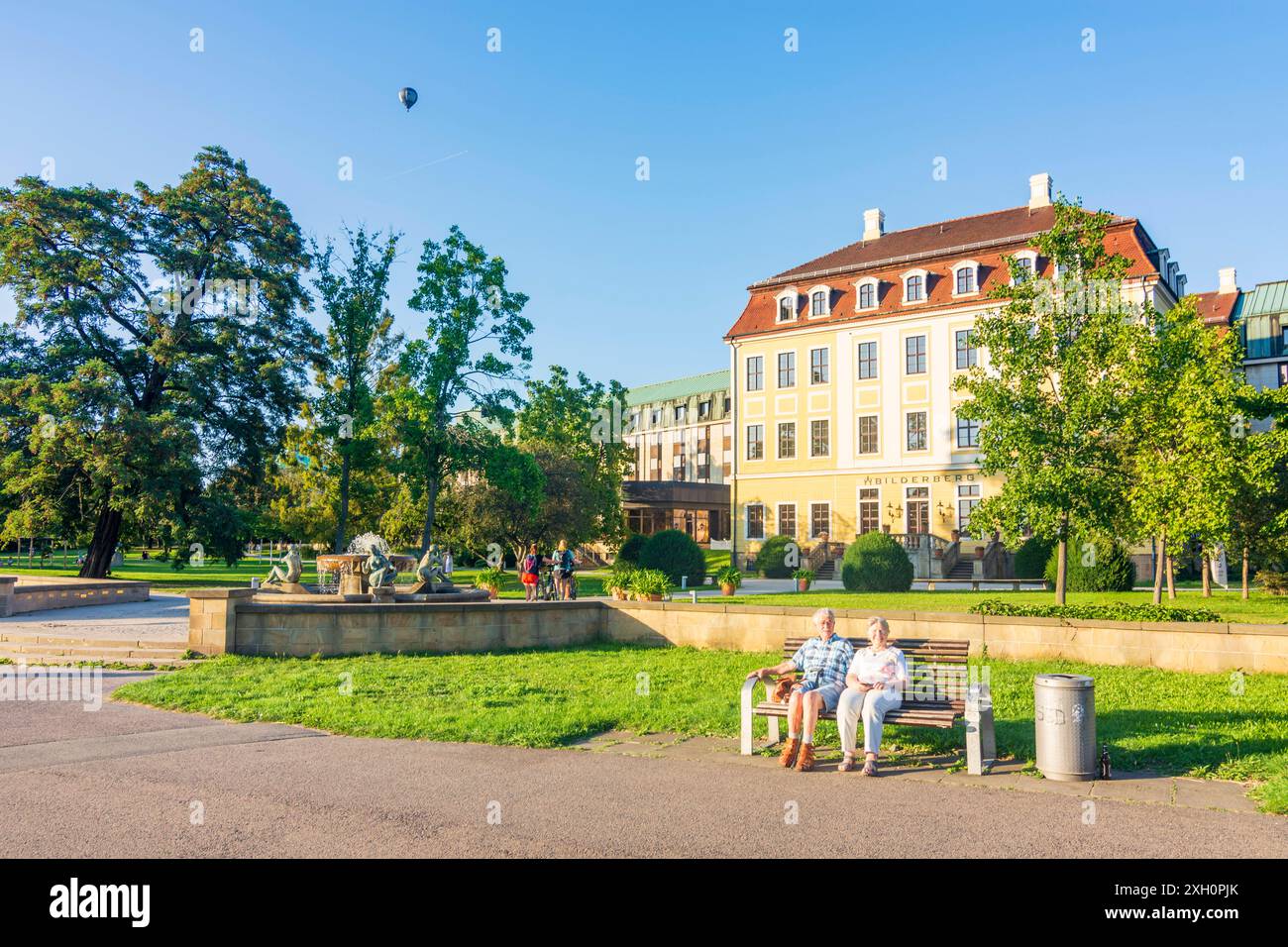 Hotel Bellevue, fontana 3 grazie Dresda Sachsen, Sassonia Germania Foto Stock