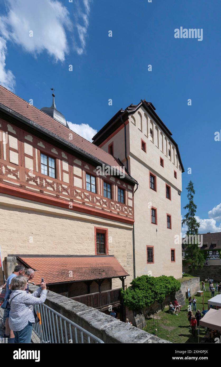Storico palazzo imperiale con fossato, Forchheim, alta Franconia, Baviera, Germania Foto Stock