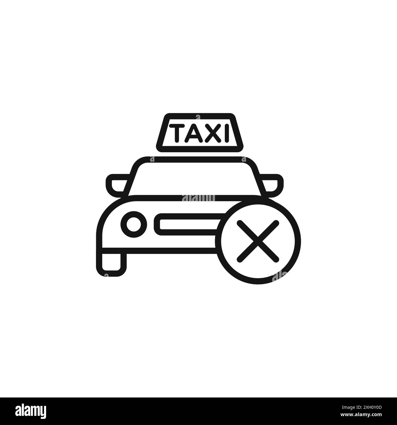 Annulla ordine taxi icona logo contorno vettoriale in bianco e nero Illustrazione Vettoriale