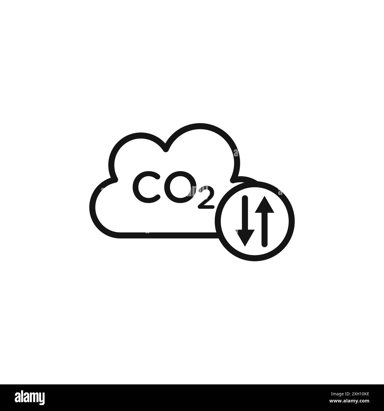 co2 gas anidride carbonica icona logo contorno vettoriale in bianco e nero Illustrazione Vettoriale