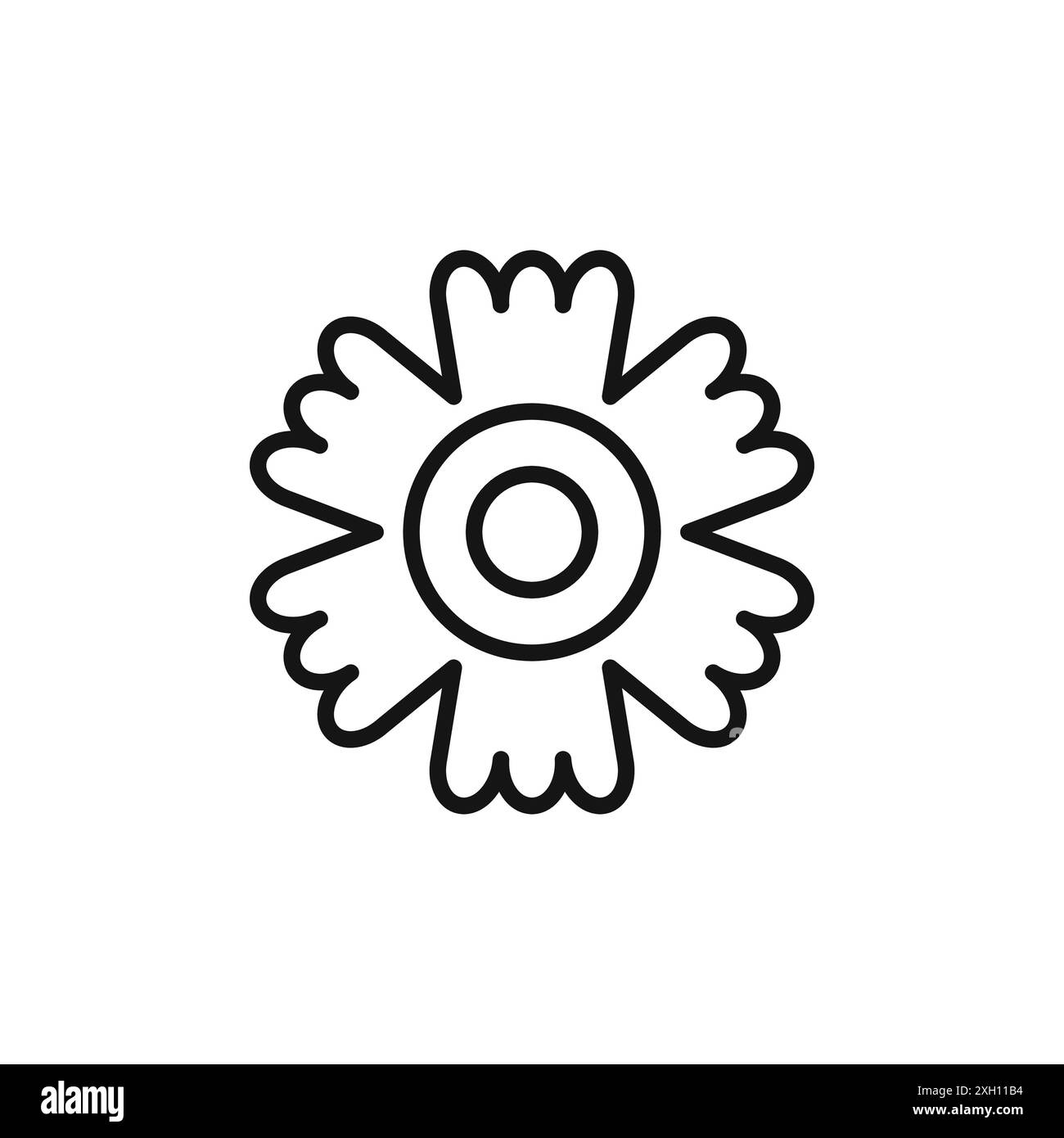 logo dianthus icon contorno vettoriale in bianco e nero Illustrazione Vettoriale