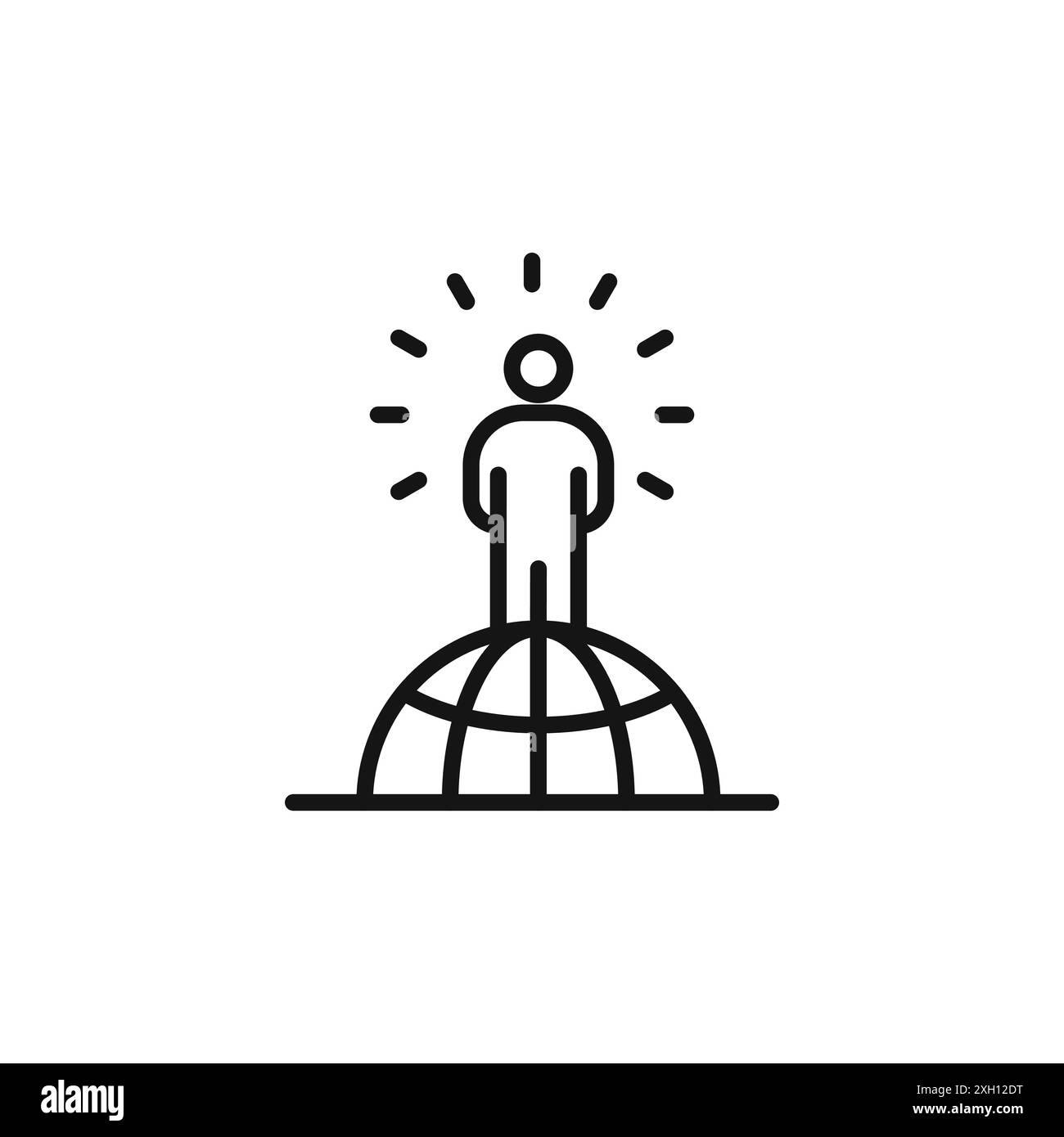 Icona della campagna globale, logo, contorno vettoriale in bianco e nero Illustrazione Vettoriale