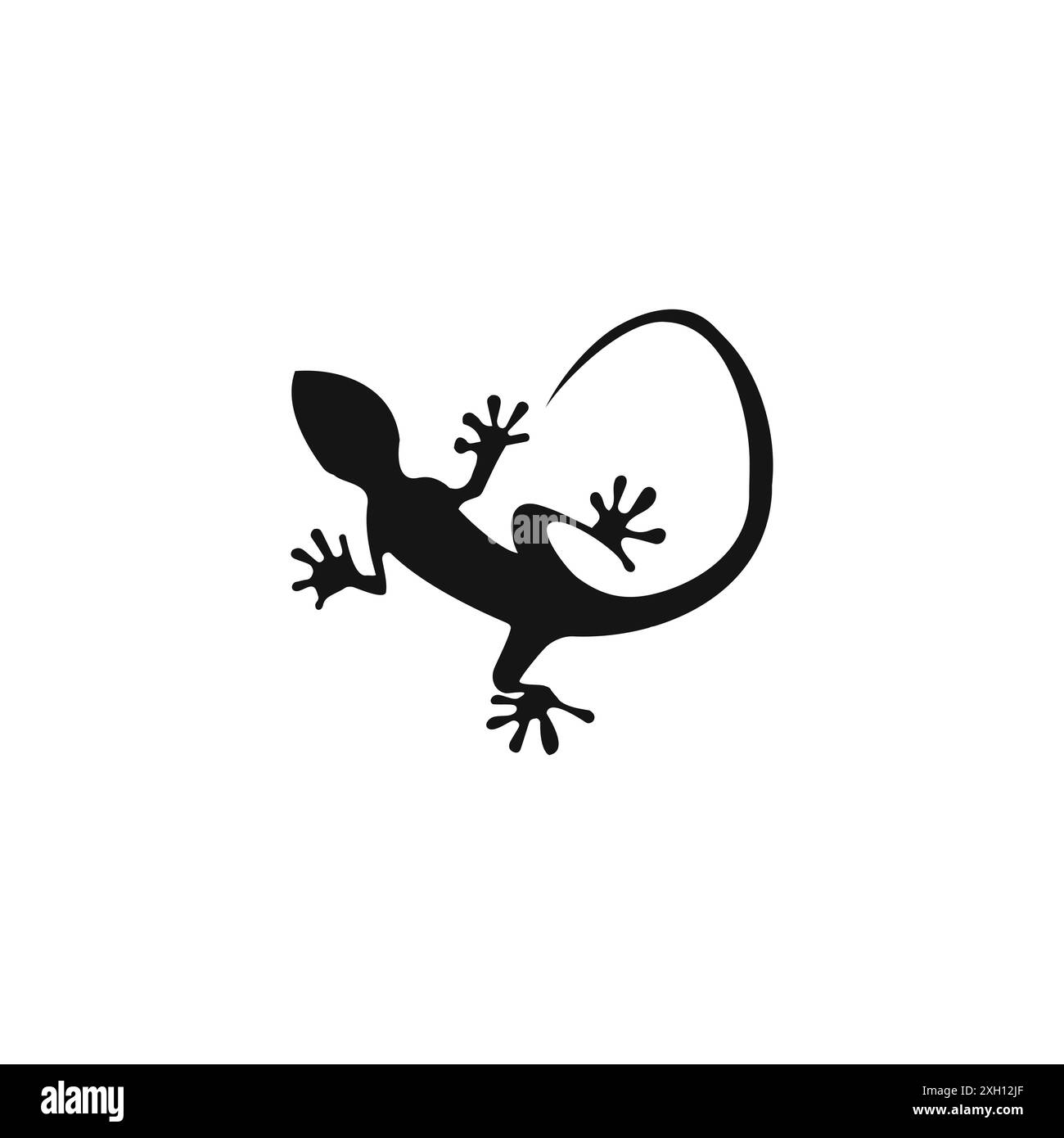 Logo icona lucertola bordo vettoriale in bianco e nero Illustrazione Vettoriale