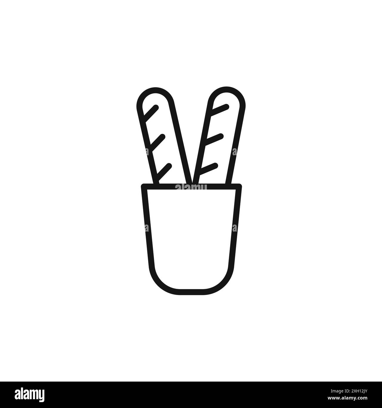 Logo dell'icona del pane francese contorno vettoriale in bianco e nero Illustrazione Vettoriale