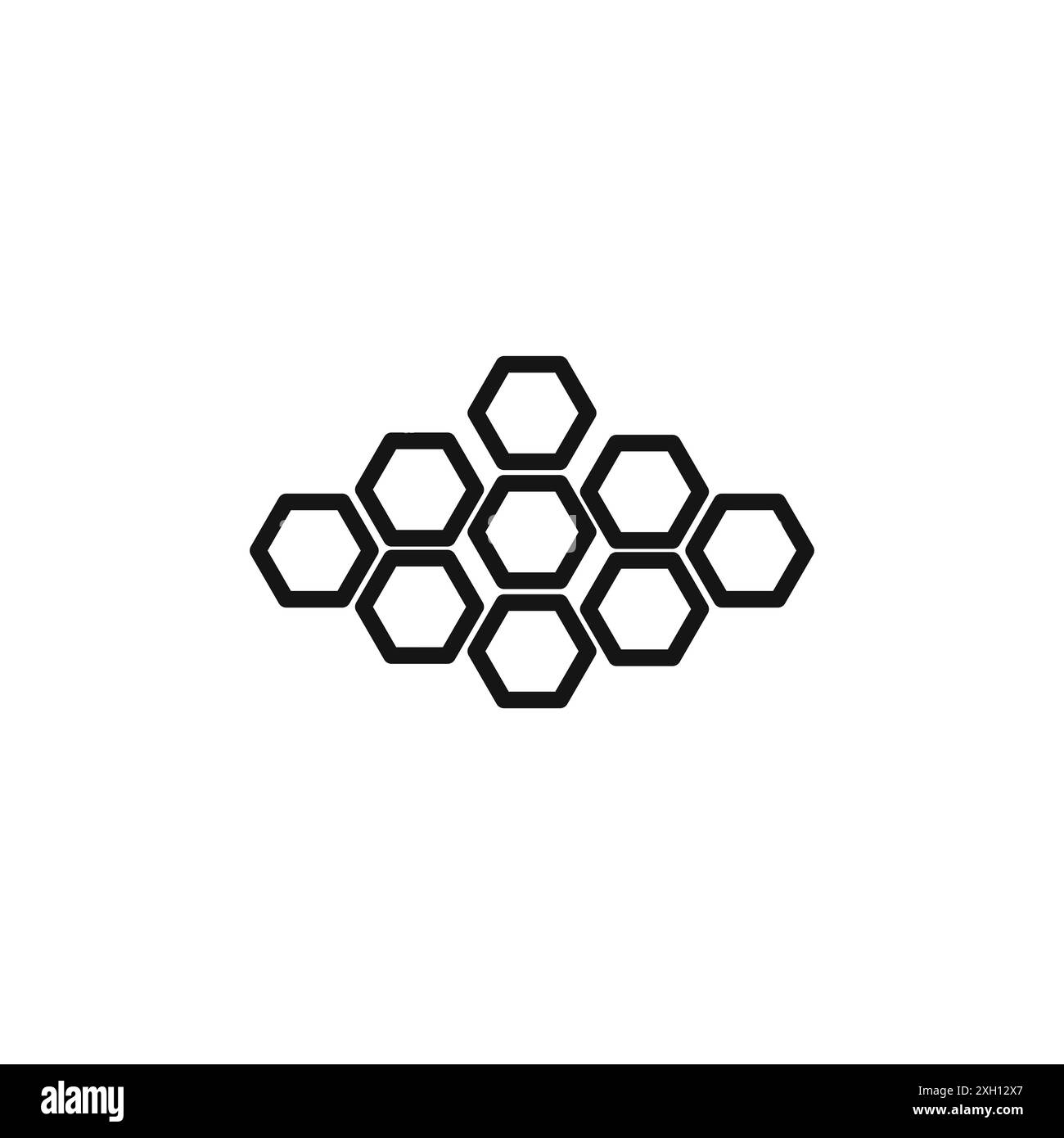 Il logo dell'icona a nido d'ape indica il contorno vettoriale in bianco e nero Illustrazione Vettoriale