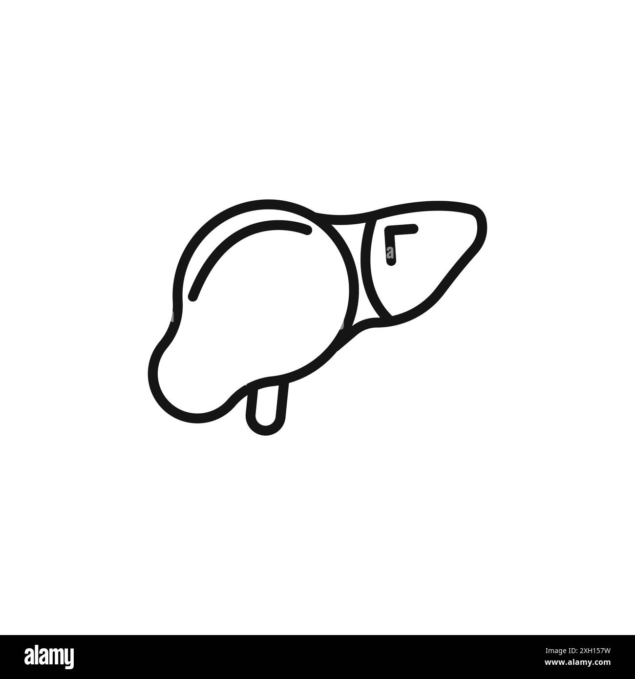 il logo dell'icona del fegato indica il contorno vettoriale in bianco e nero Illustrazione Vettoriale