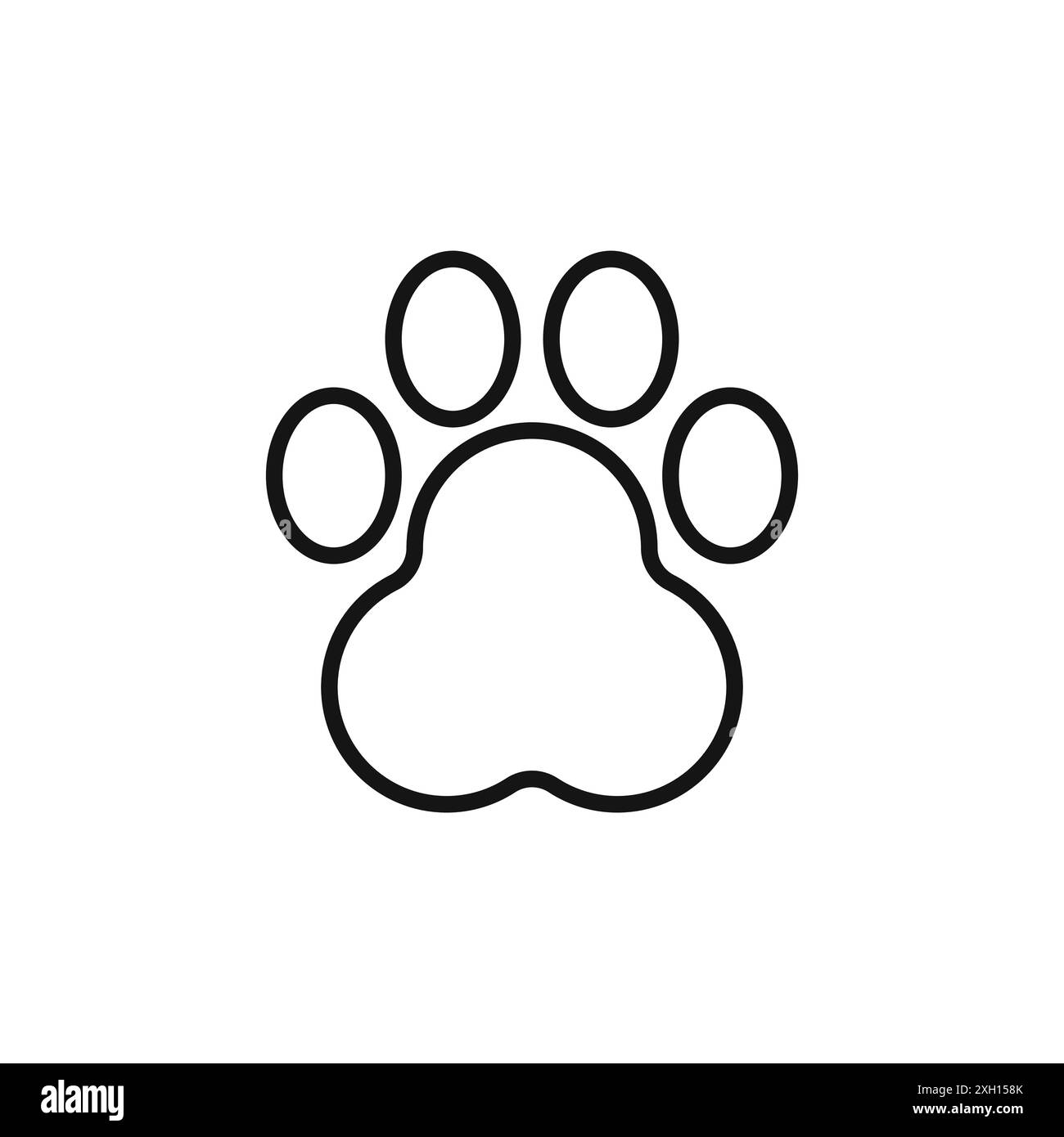 Icona Paw Print bordo vettoriale del logo in bianco e nero Illustrazione Vettoriale