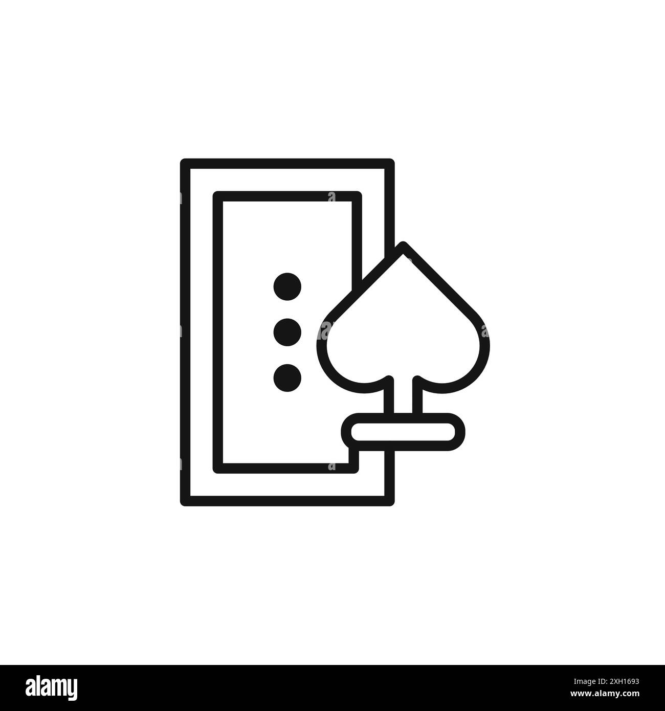 Logo dell'icona del casinò mobile contorno vettoriale in bianco e nero Illustrazione Vettoriale