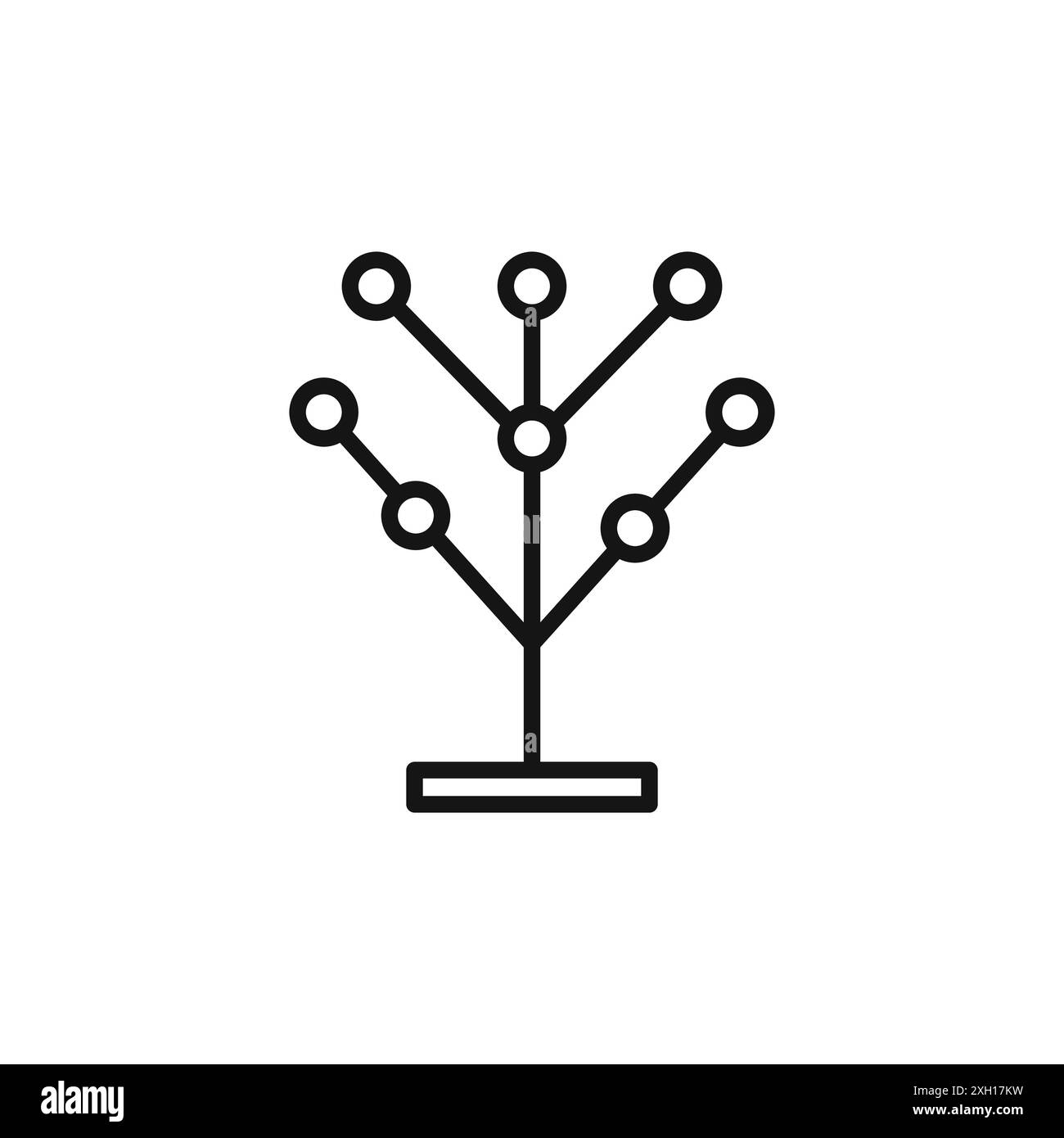 Logo icona albero filogenetico segno vettoriale contorno in bianco e nero Illustrazione Vettoriale