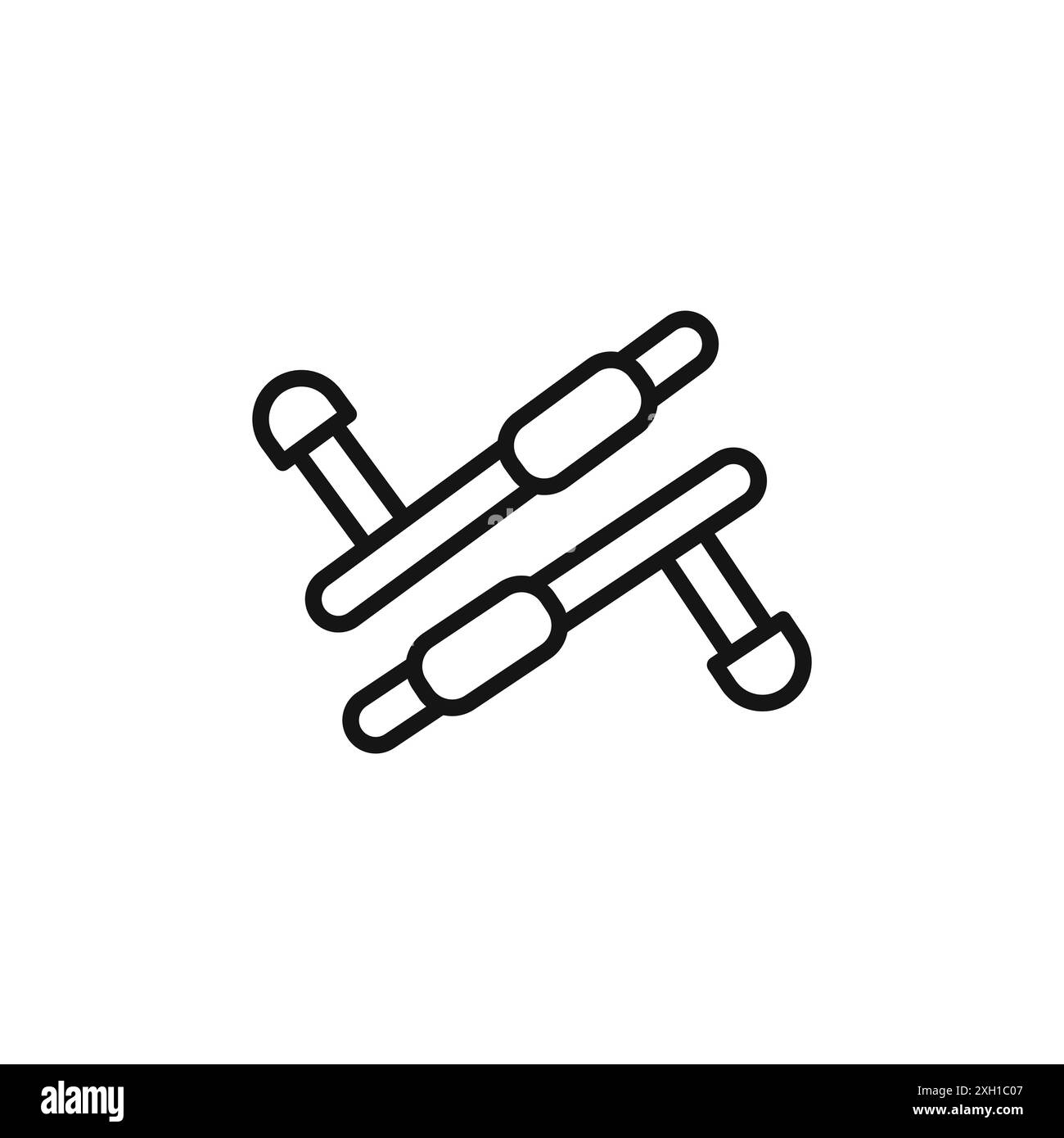 logo tonfa icona simbolo contorno vettoriale in bianco e nero Illustrazione Vettoriale