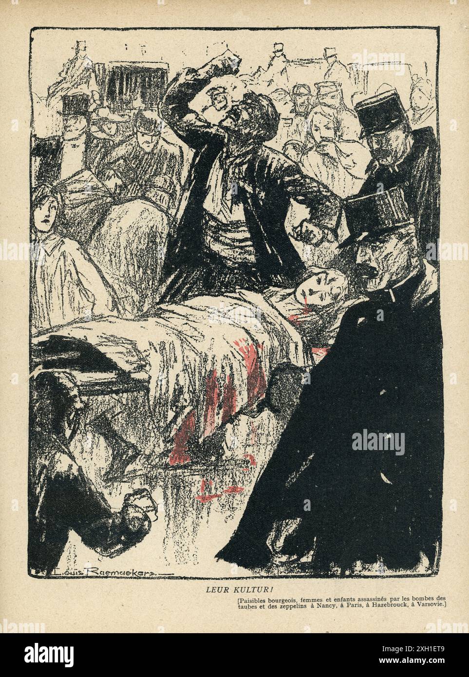 Disegno pubblicato sul settimanale satirico francese 'la Baionnette' n°32, il 10 febbraio 1916. Numero speciale illustrato da Louis Raemaekers. Foto Stock