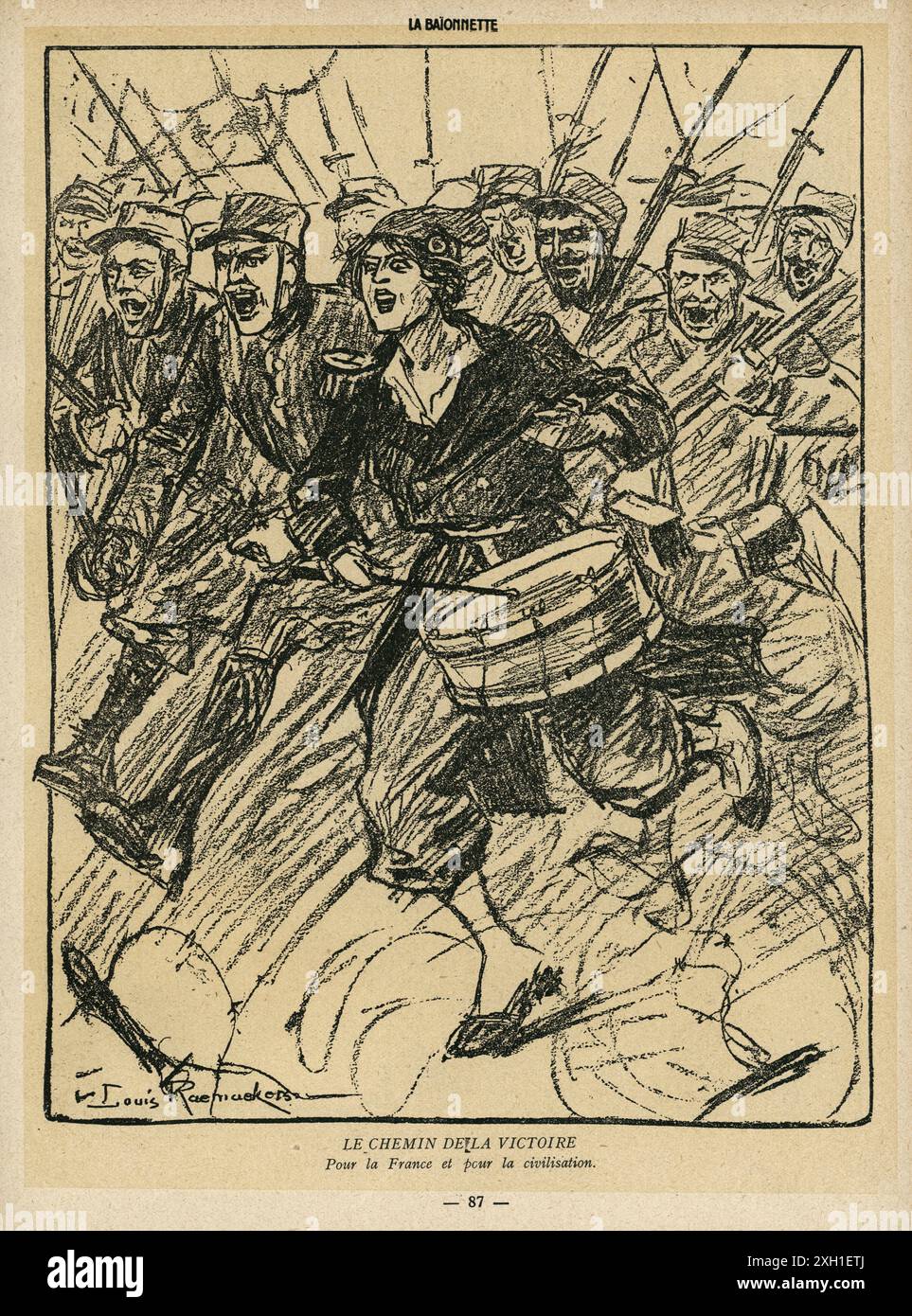 Disegno pubblicato sul settimanale satirico francese 'la Baionnette' n°32, il 10 febbraio 1916. Numero speciale illustrato da Louis Raemaekers. Foto Stock
