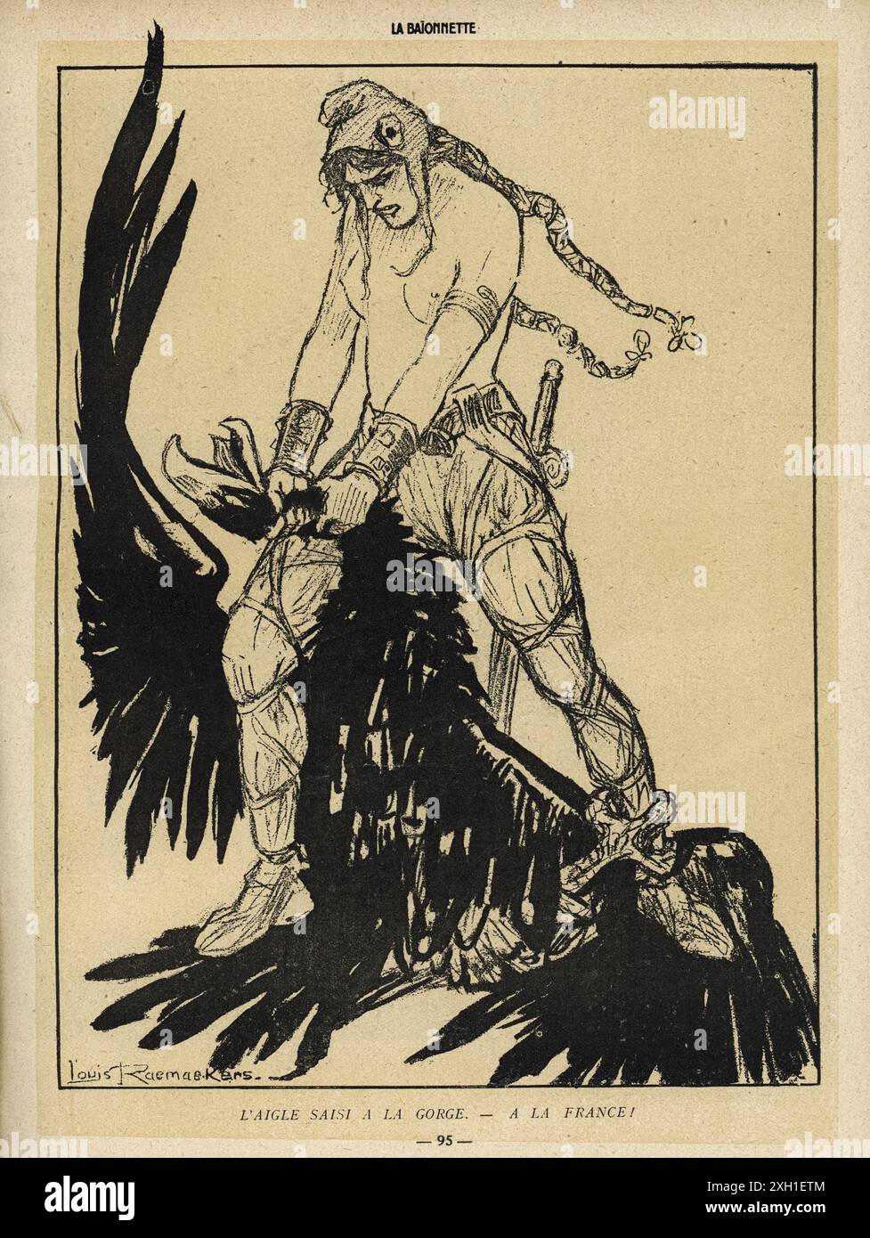 Disegno pubblicato sul settimanale satirico francese 'la Baionnette' n°32, il 10 febbraio 1916. Numero speciale illustrato da Louis Raemaekers. Foto Stock