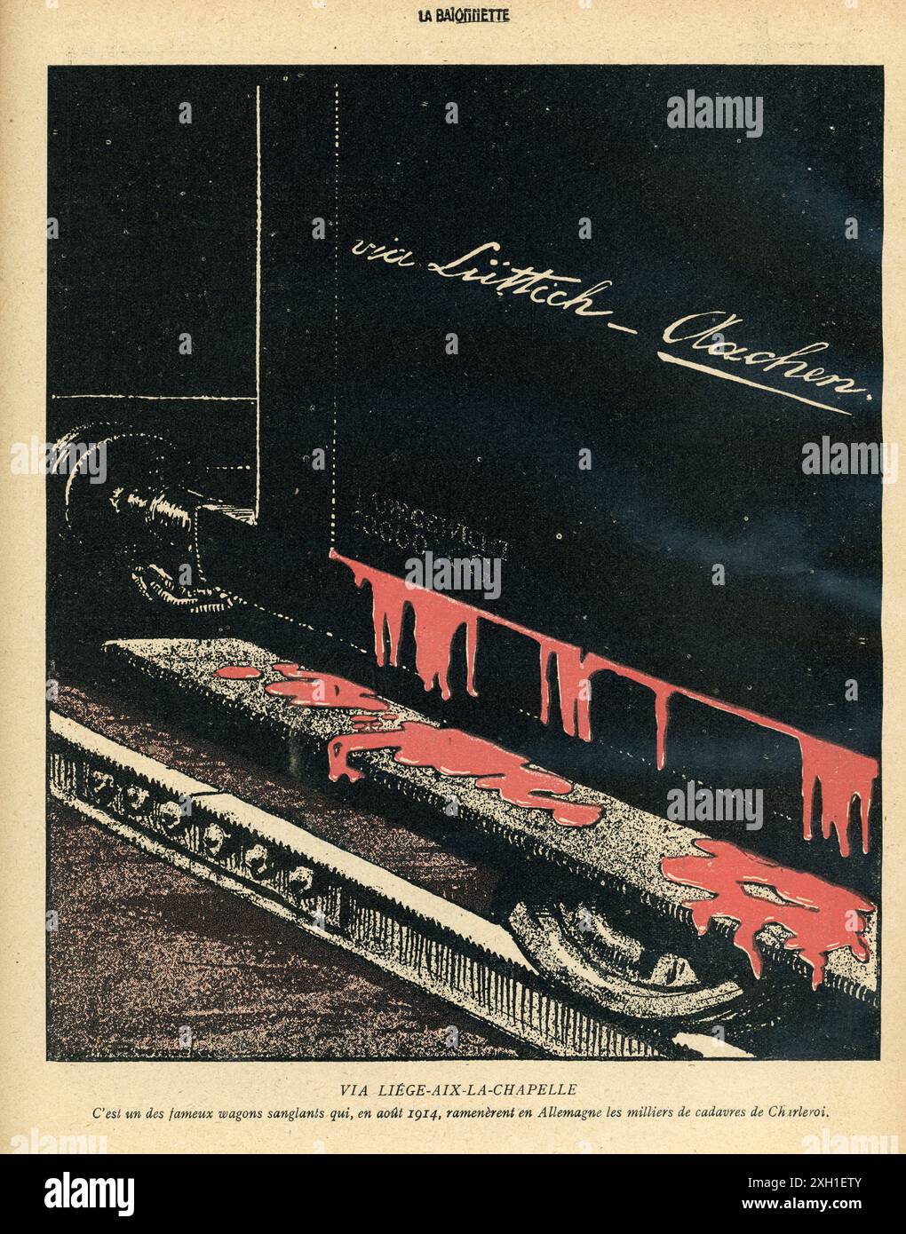 Disegno pubblicato sul settimanale satirico francese 'la Baionnette' n°32, il 10 febbraio 1916. Numero speciale illustrato da Louis Raemaekers. Foto Stock