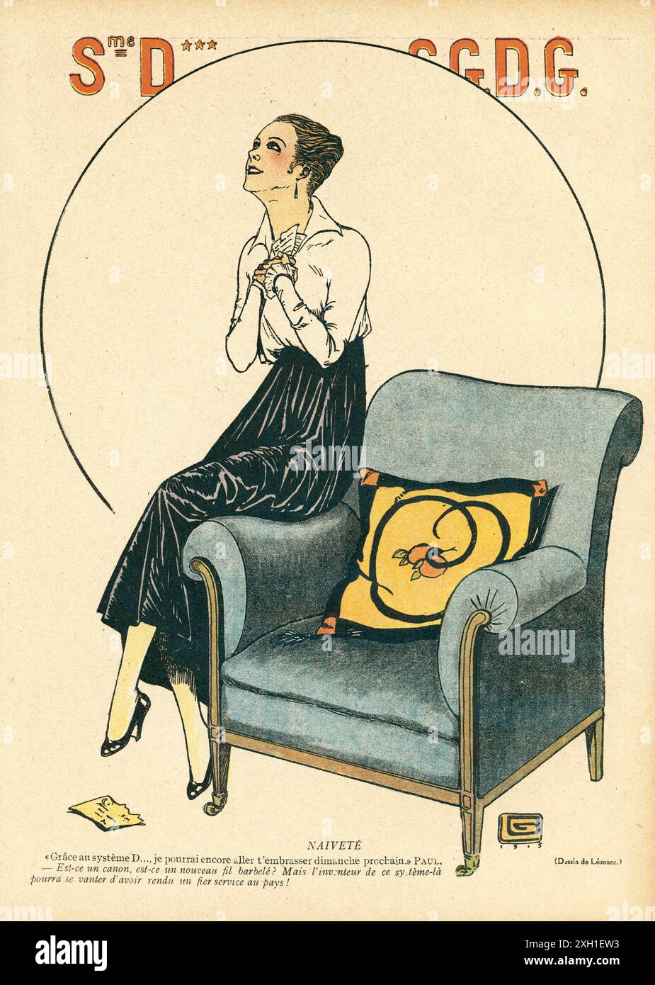 Disegno di Georges Leonnec pubblicato sul settimanale satirico francese 'la Baionnette' n°34, il 24 febbraio 1916. Numero speciale intitolato "le Système D..." (Intraprendenza) Foto Stock