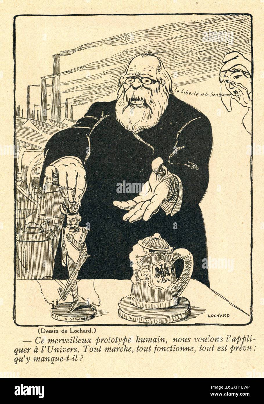 Disegno di Felix Lochard pubblicato sul settimanale satirico francese 'la Baionnette' n°35, il 2 marzo 1916. Numero speciale intitolato "Leurs intellettuali" (i loro intellettuali). Foto Stock