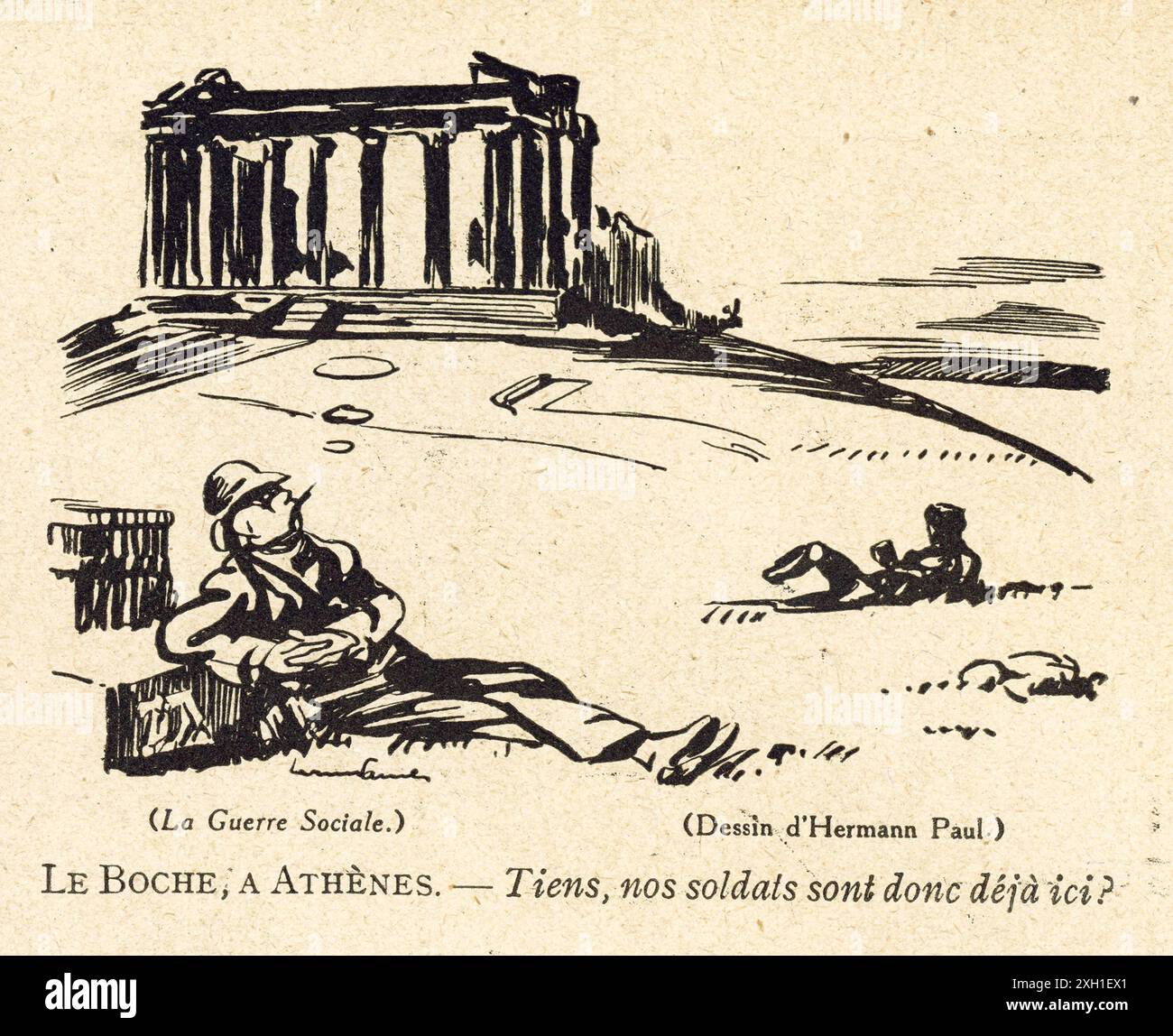 Disegno di Hermann-Paul pubblicato sul settimanale satirico francese 'la Baionnette' n°35, il 2 marzo 1916. Numero speciale intitolato "Leurs intellettuali" (i loro intellettuali). Foto Stock