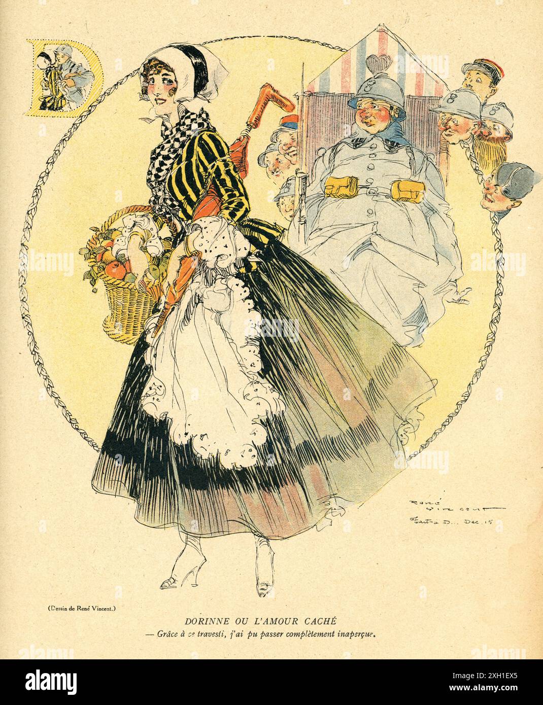 Disegno di René Vincent pubblicato sul settimanale satirico francese 'la Baionnette' n°34, il 24 febbraio 1916. Numero speciale intitolato "le Système D..." (Intraprendenza) Foto Stock