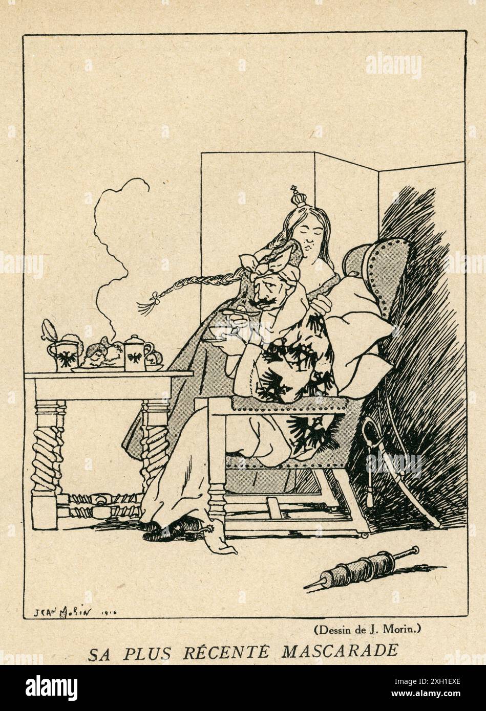 Disegno di Jean Morin pubblicato sul settimanale satirico francese 'la Baionnette' n°36, il 9 marzo 1916. Numero speciale intitolato "Kaiser-Karnaval". Foto Stock