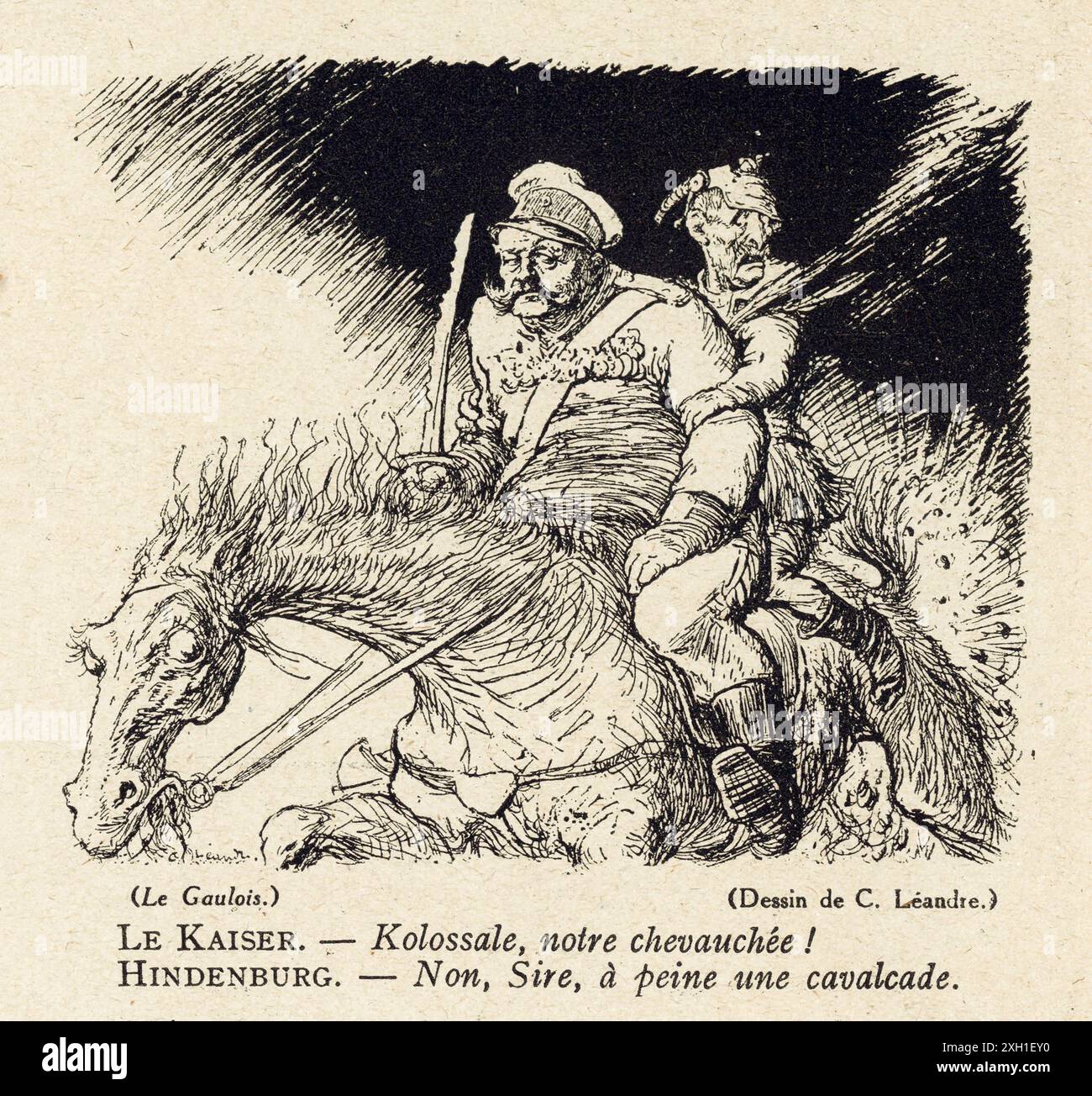 Disegno di Charles Léandre pubblicato sul settimanale satirico francese 'la Baionnette' n°36, il 9 marzo 1916. Numero speciale intitolato "Kaiser-Karnaval". Foto Stock