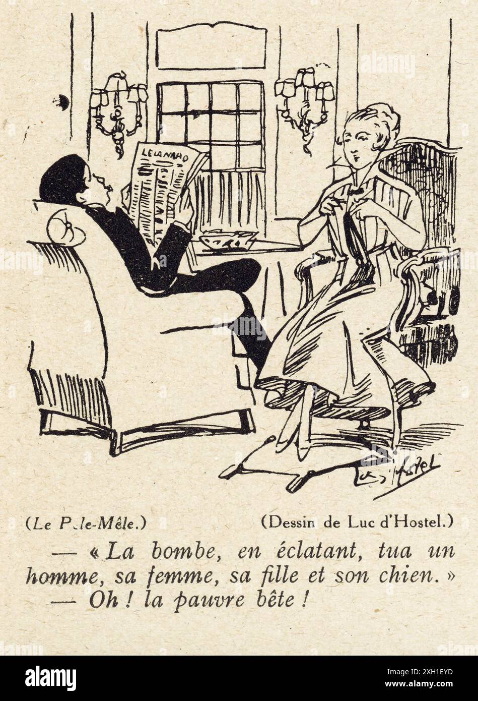 Disegno di Luc d'Hostel pubblicato sul settimanale satirico francese 'la Baionnette' n°36, il 9 marzo 1916. Numero speciale intitolato "Kaiser-Karnaval". Foto Stock