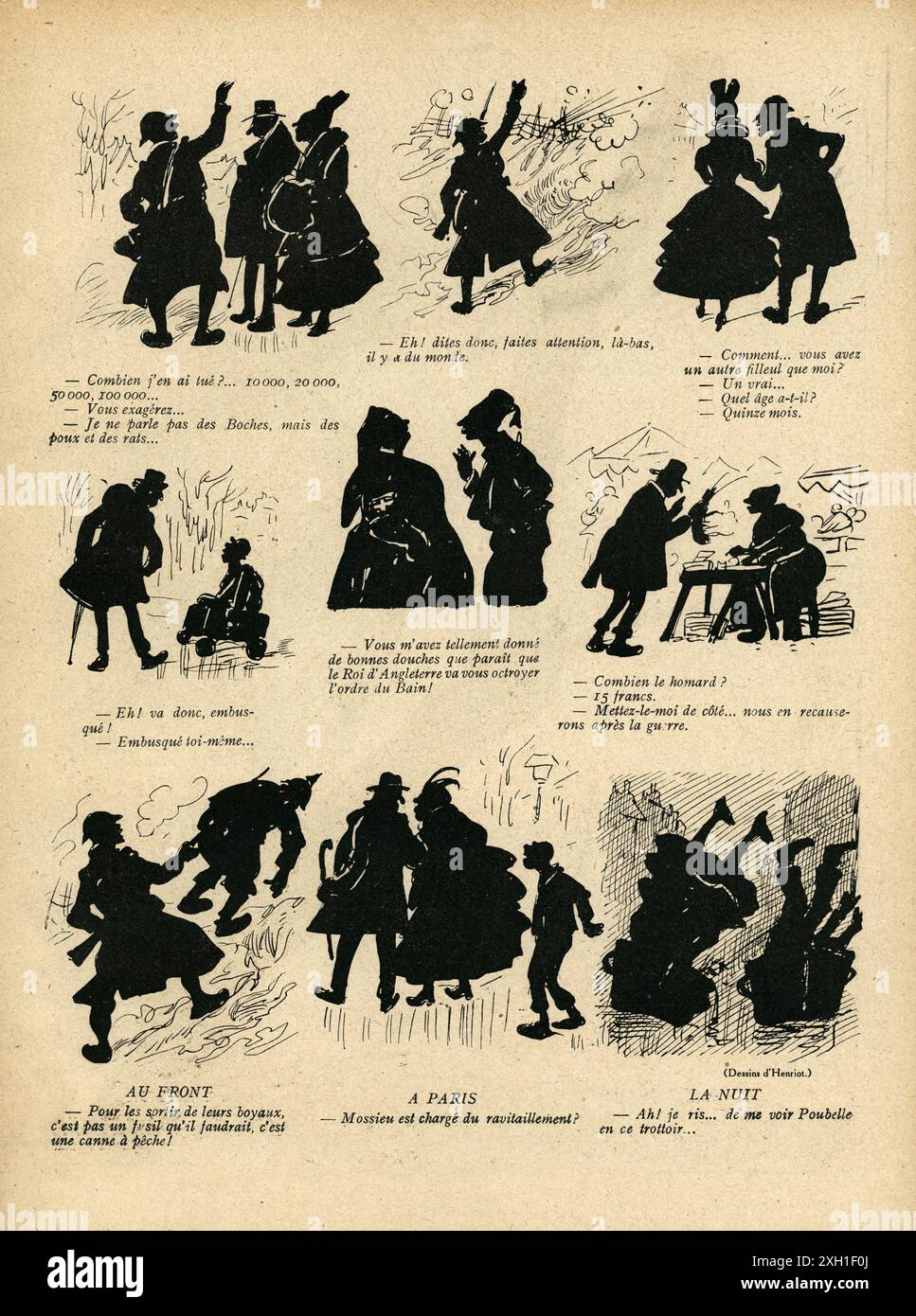 Disegno di Henri Henriot pubblicato sul settimanale satirico francese 'la Baionnette' n°38, il 23 marzo 1916. Numero speciale intitolato "Les Loustics" (i pranksters). Foto Stock