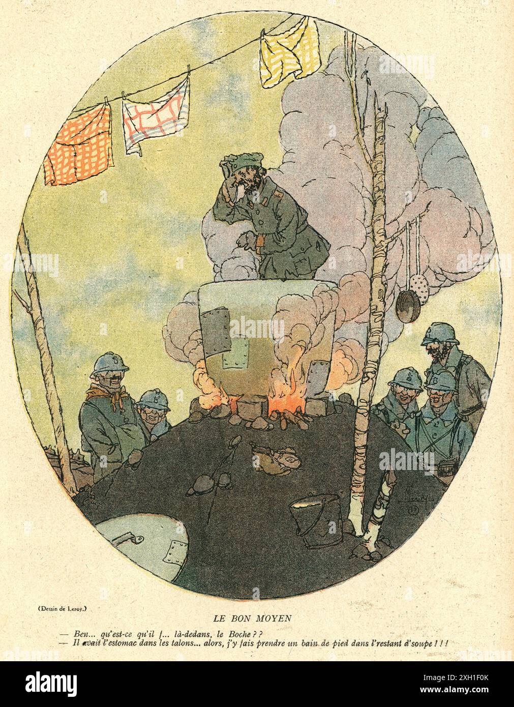 Disegno di Maurice Leroy pubblicato sul settimanale satirico francese 'la Baionnette' n°38, il 23 marzo 1916. Numero speciale intitolato "Les Loustics" (i pranksters). Foto Stock