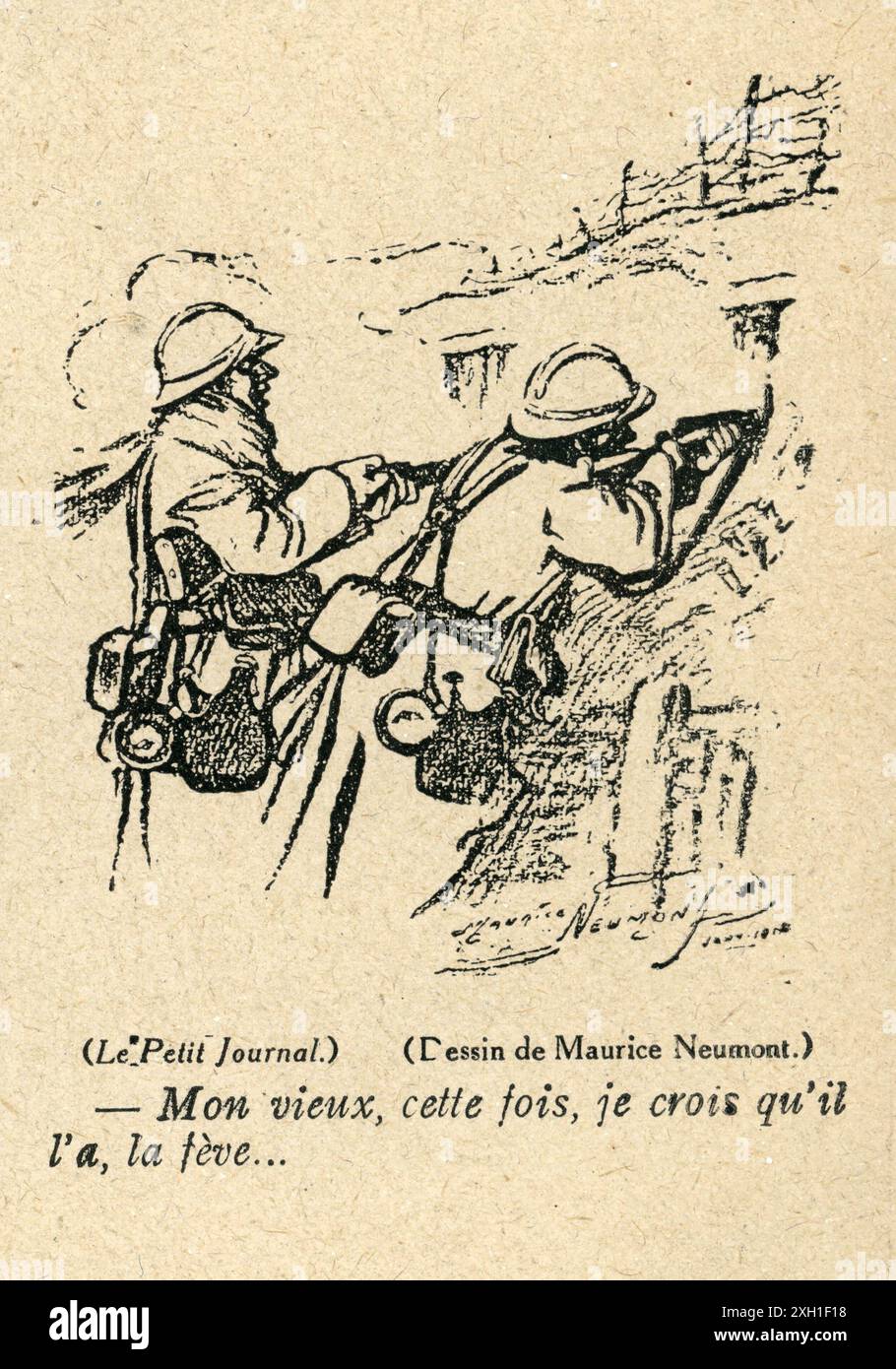 Disegno di Maurice Neumont pubblicato sul settimanale satirico francese 'la Baionnette' n°38, il 23 marzo 1916. Numero speciale intitolato "Les Loustics" (i pranksters). Foto Stock