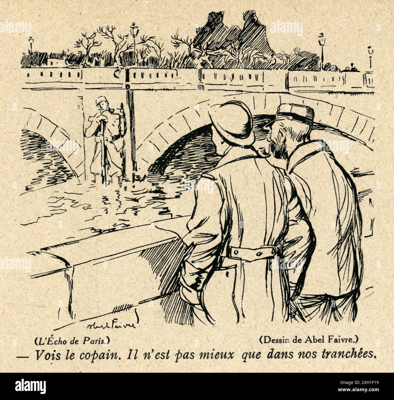 Disegno di Abel Faivre pubblicato sul settimanale satirico francese 'la Baionnette' n°38, il 23 marzo 1916. Numero speciale intitolato "Les Loustics" (i pranksters). Foto Stock