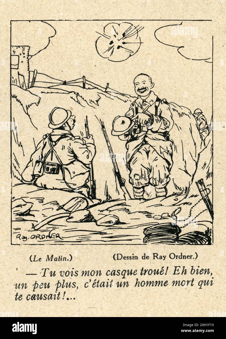 Disegno di Ray Ordner pubblicato sul settimanale satirico francese 'la Baionnette' n°38, il 23 marzo 1916. Numero speciale intitolato "Les Loustics" (i pranksters). Foto Stock