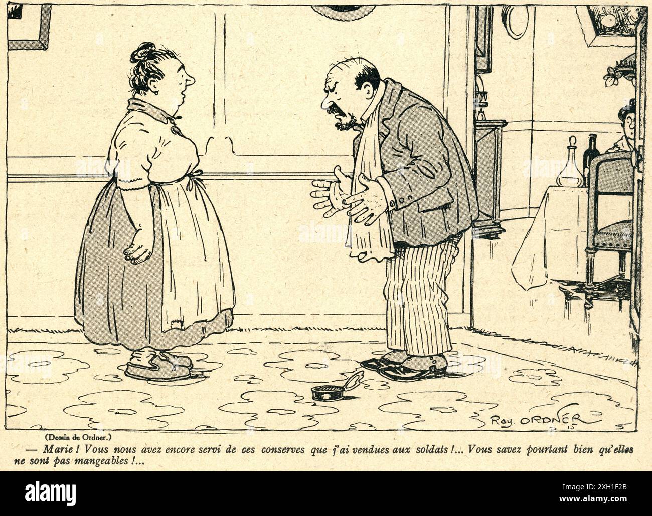 Disegno pubblicato sul settimanale satirico francese 'la Baionnette' n°39, il 30 marzo 1916. Numero speciale intitolato "Les profiteurs" (gli approfittatori). Foto Stock