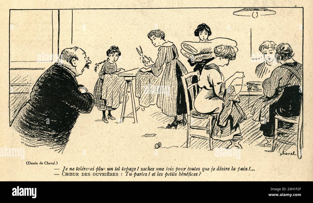 Disegno di Léon Cheval pubblicato sul settimanale satirico francese 'la Baionnette' n°39, il 30 marzo 1916. Numero speciale intitolato "Les profiteurs" (gli approfittatori). Foto Stock