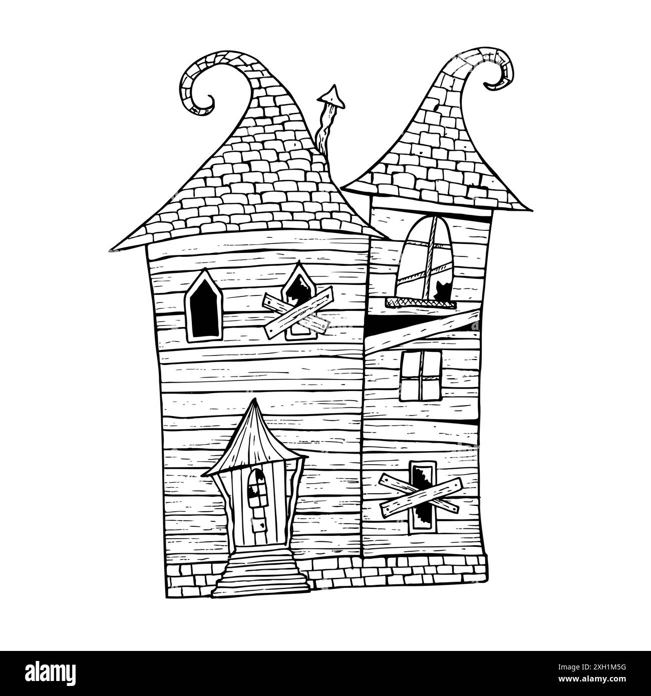 Fondale Fotografico Per Halloween 3x2,4 M – Castello Medievale E Casa Stregata Con Fantasmi, Decorazione Per Feste A Tema