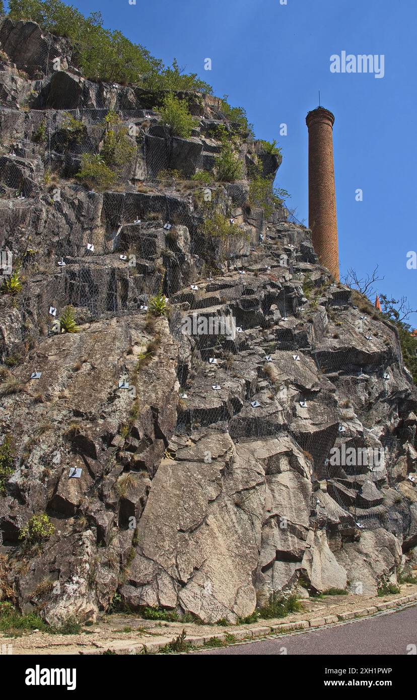 Fissazione della roccia a Znojmo, regione della Moravia meridionale, Repubblica Ceca, Europa Foto Stock