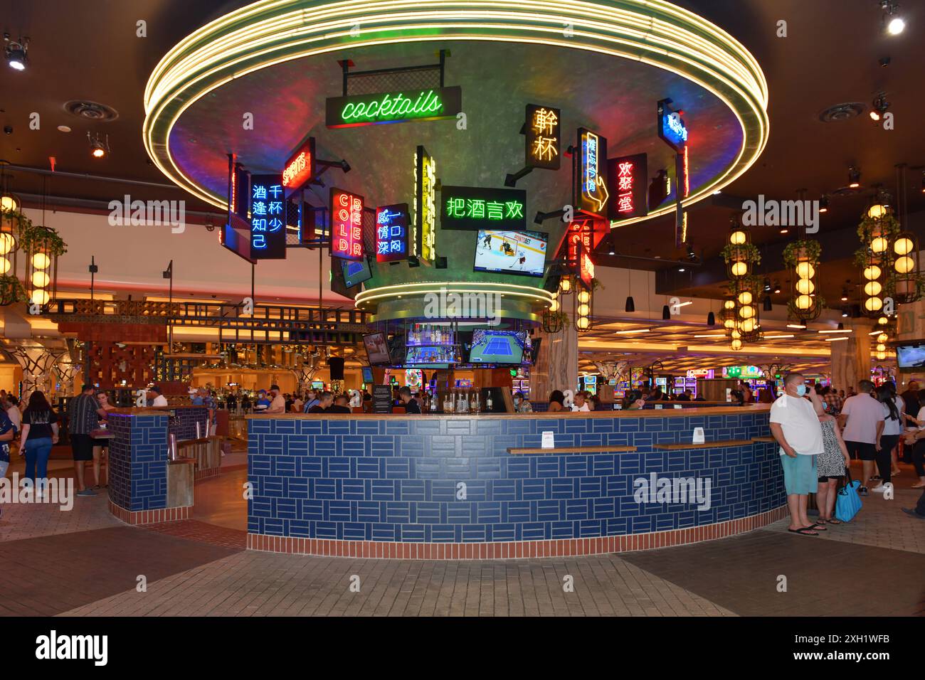 Nevada USA 5 settembre 2021 Vista del FAMOSO BAR FOODS CENTER situato di fronte al casinò Resorts World Las Vegas Foto Stock