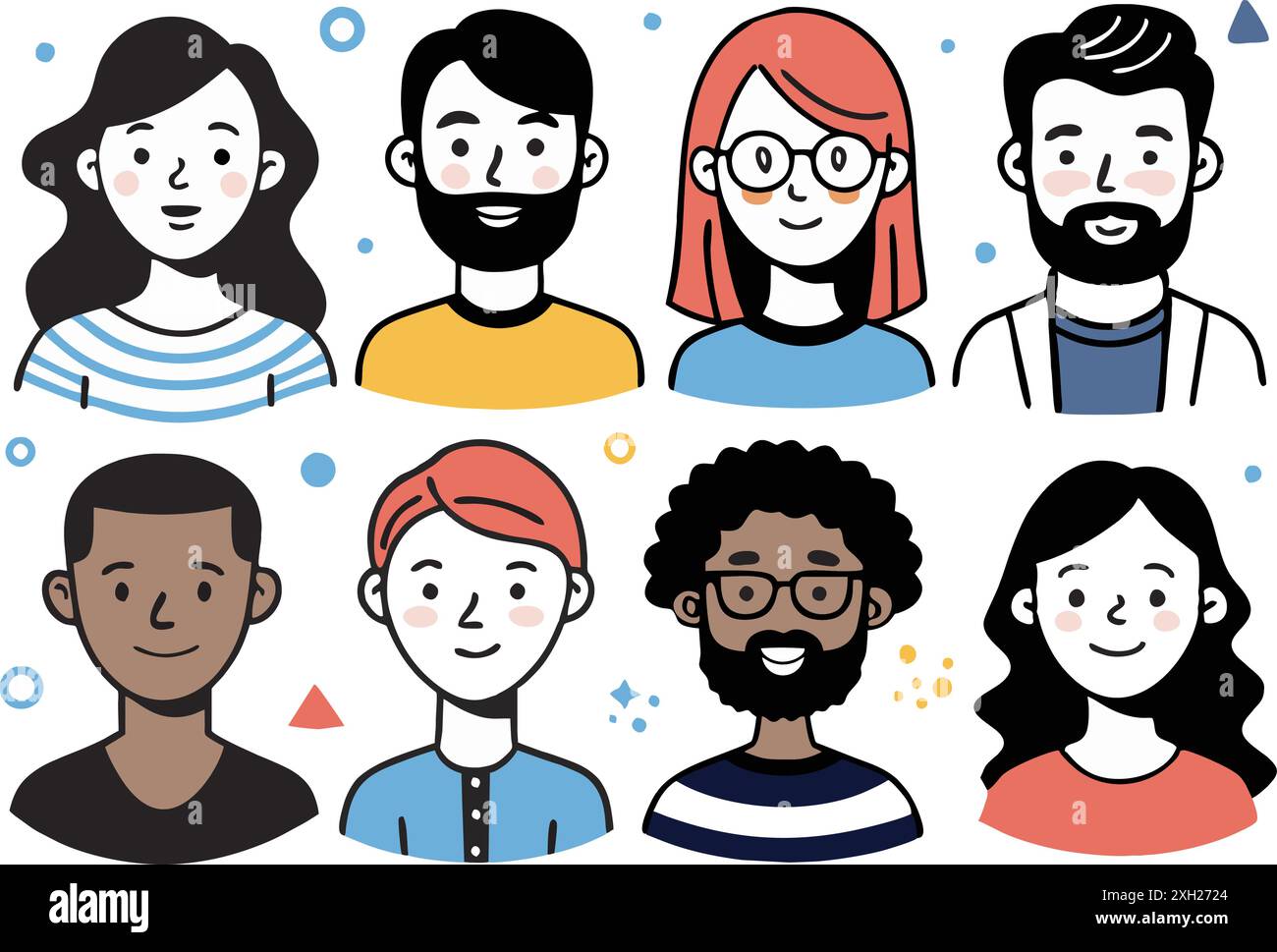 Le persone di avatar impostano diversi tipi su sfondo bianco Illustrazione Vettoriale