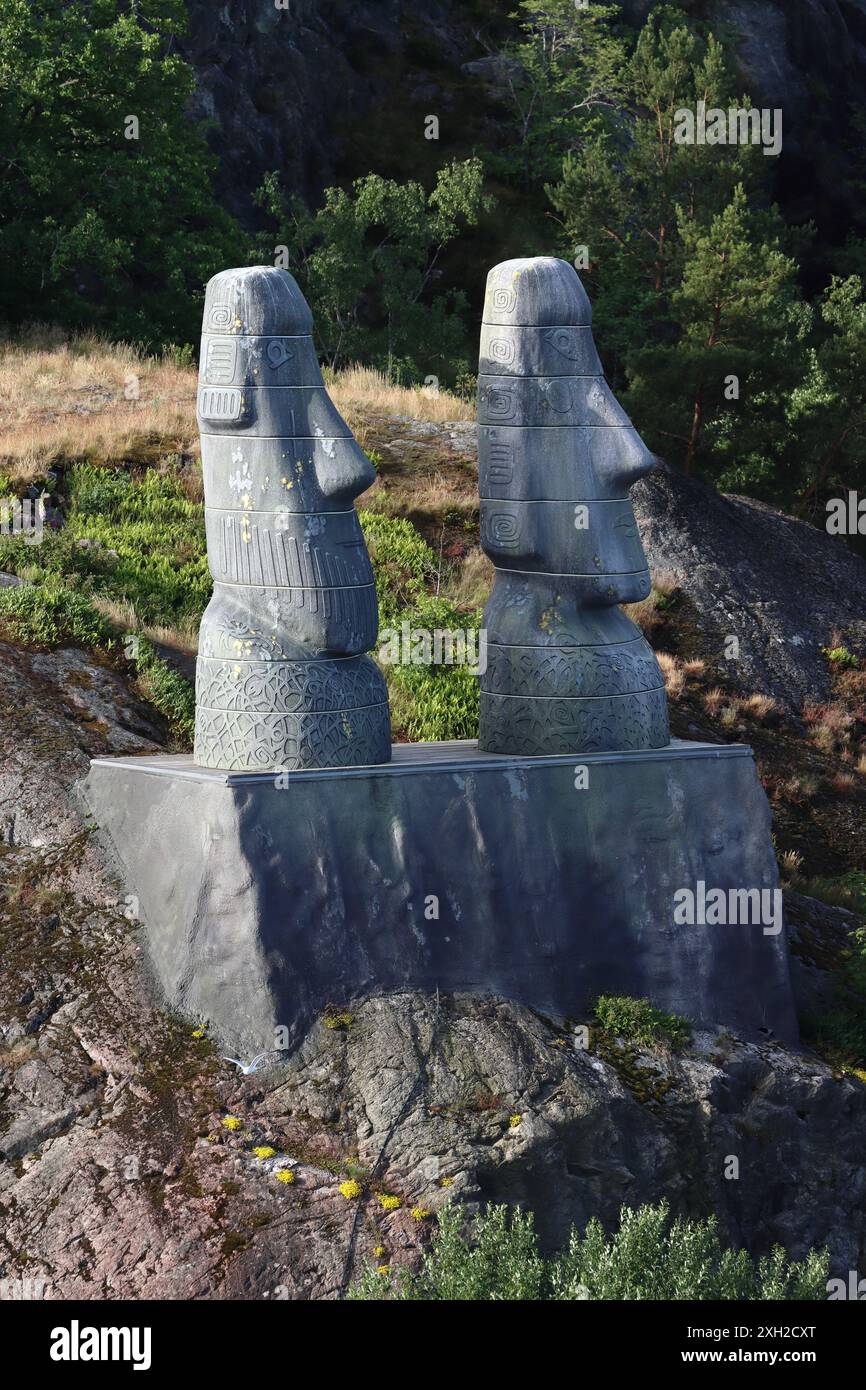 Sculture dell'Isola di Pasqua, Stoccolma, Svezia, Scandinavia Foto Stock